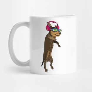 Puppy listening to headphones Mug